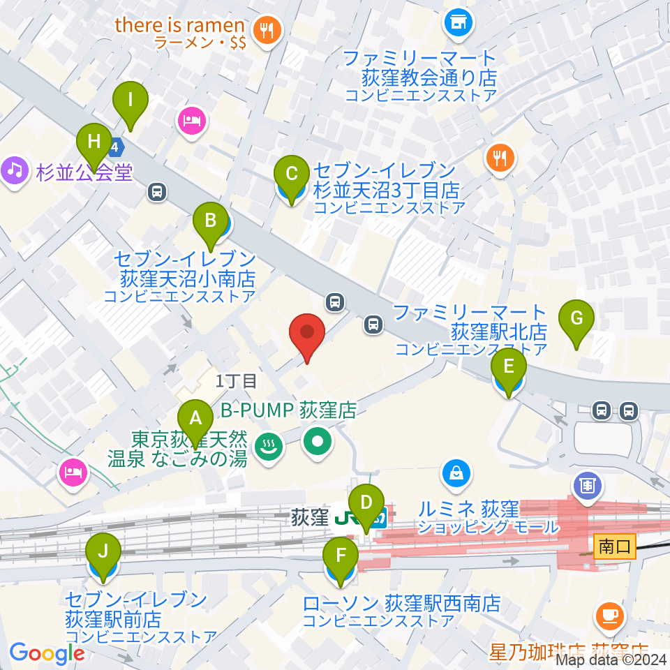 荻窪クラブドクター周辺のコンビニエンスストア一覧地図