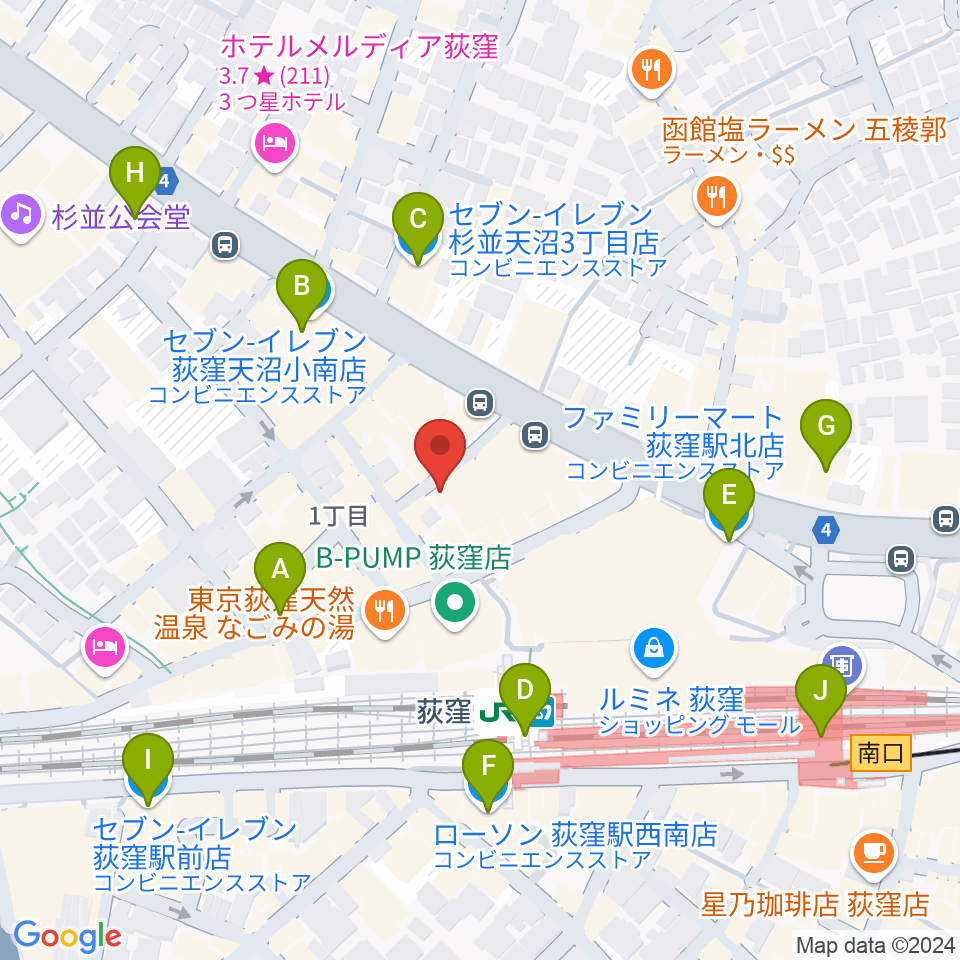 荻窪クラブドクター周辺のコンビニエンスストア一覧地図