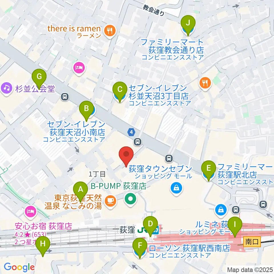 荻窪クラブドクター周辺のコンビニエンスストア一覧地図