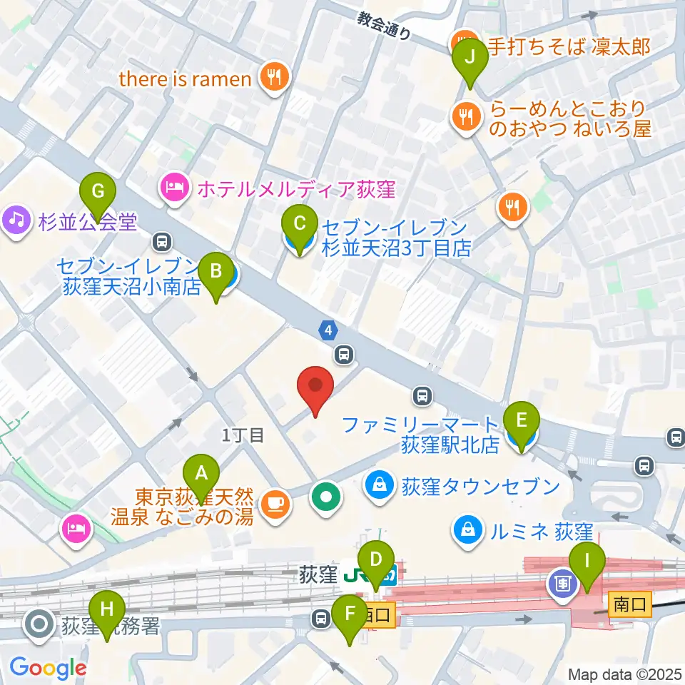 荻窪クラブドクター周辺のコンビニエンスストア一覧地図
