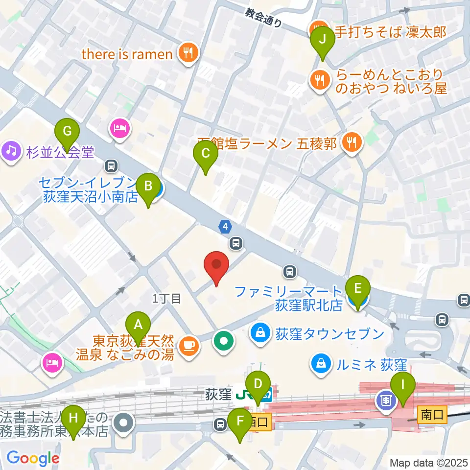 荻窪クラブドクター周辺のコンビニエンスストア一覧地図