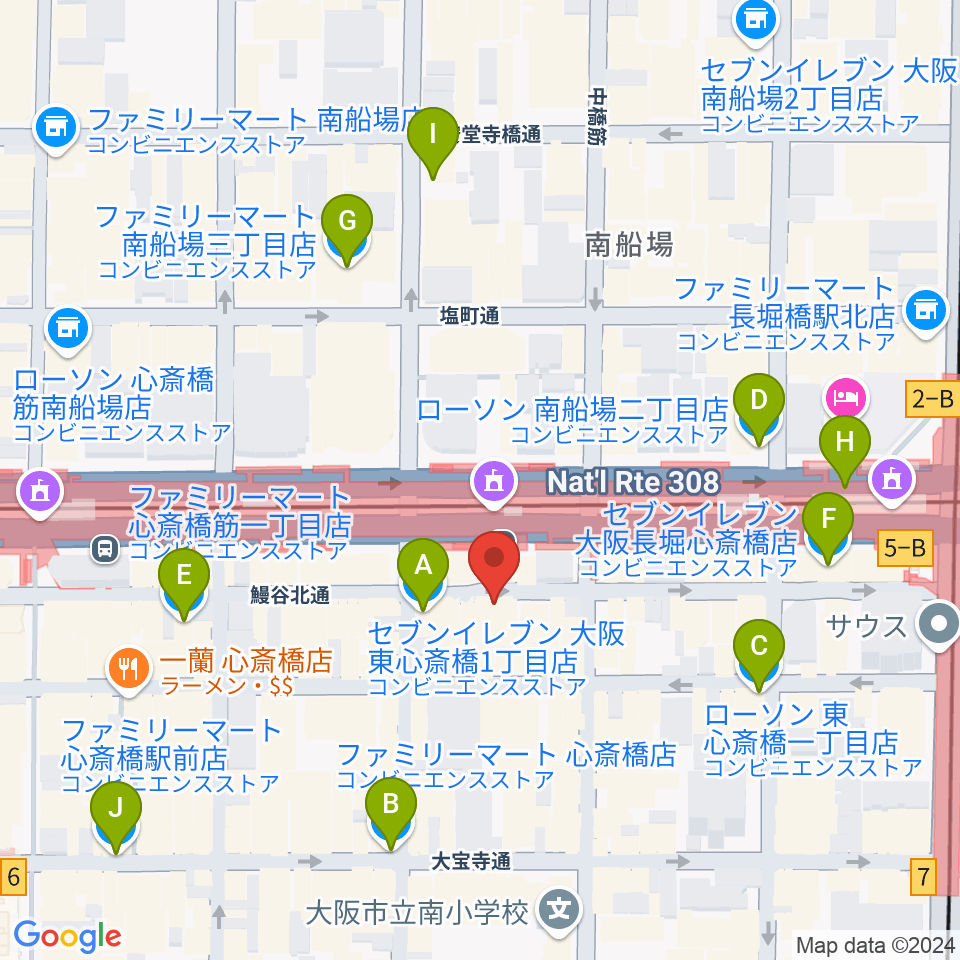 CONPASS周辺のコンビニエンスストア一覧地図