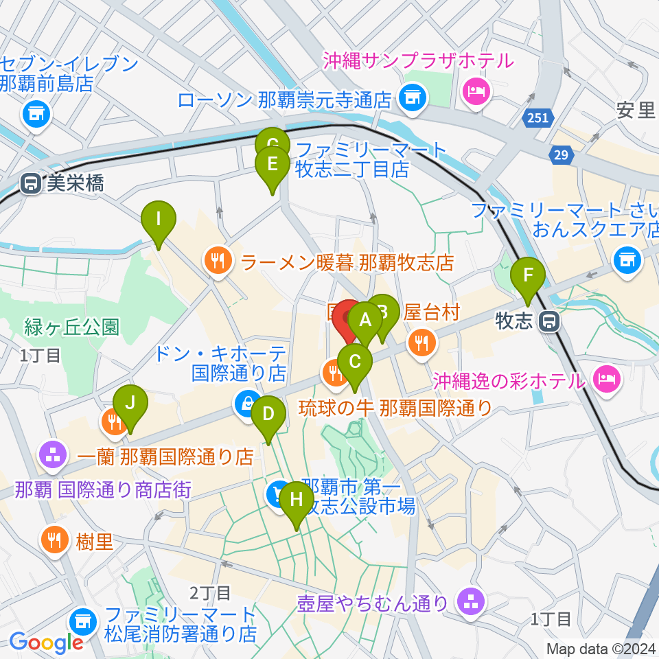 沖縄Output周辺のコンビニエンスストア一覧地図