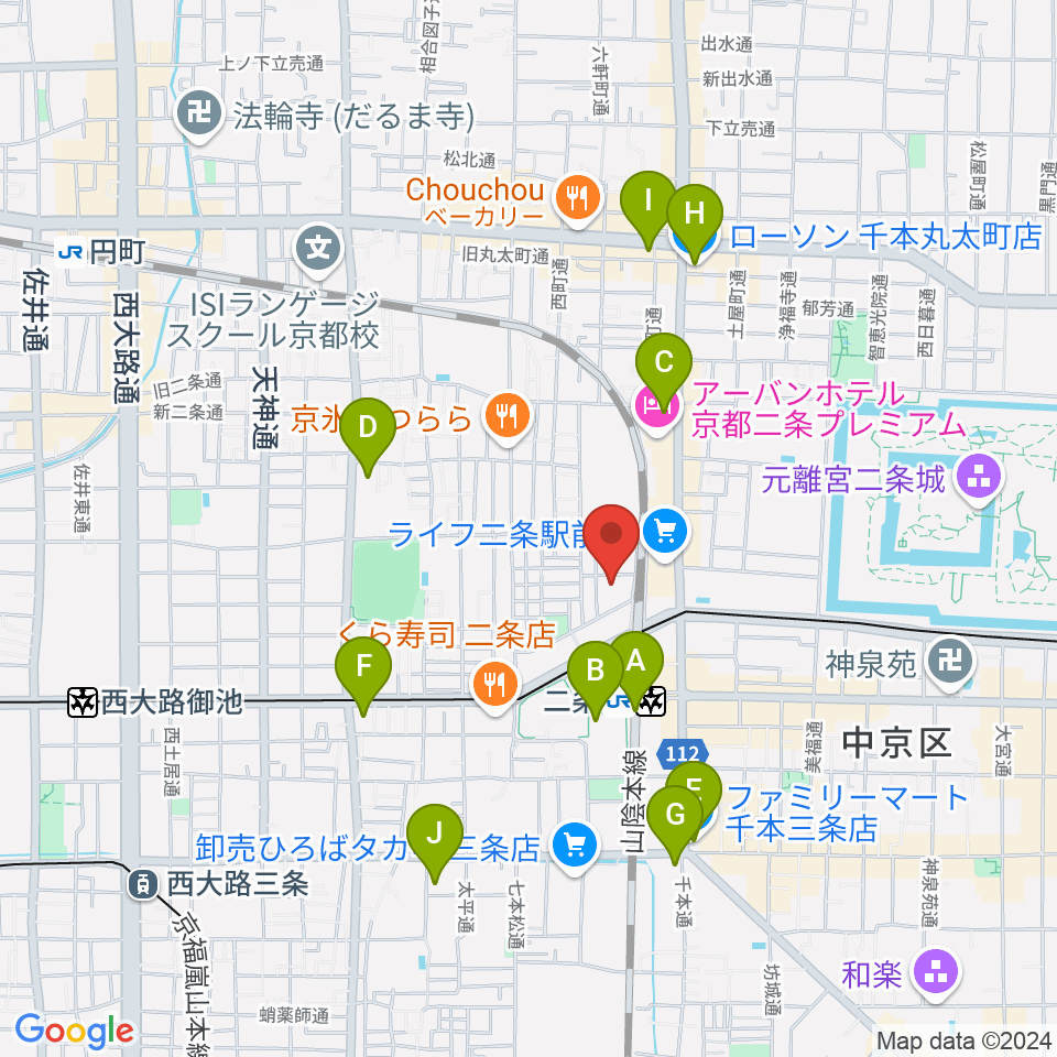 京都GROWLY周辺のコンビニエンスストア一覧地図