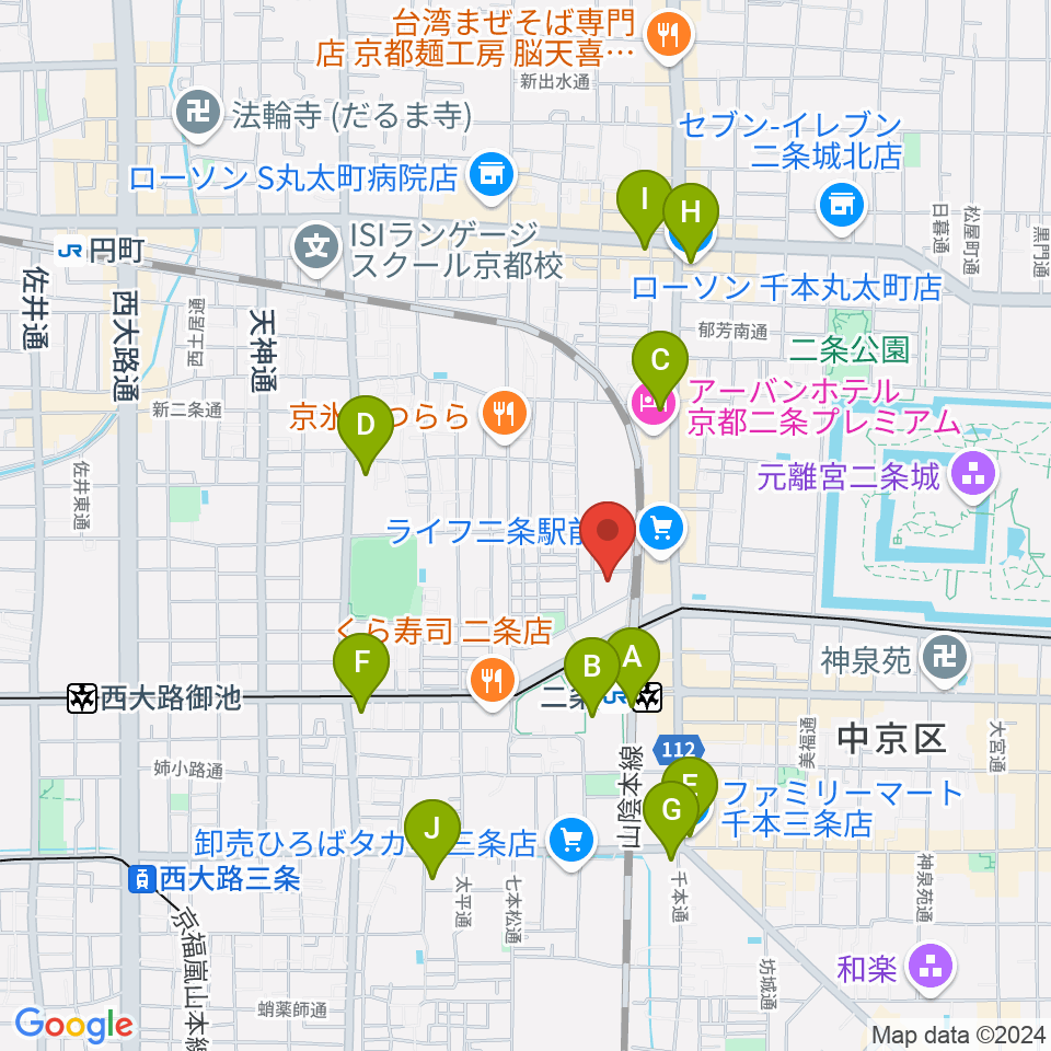 京都GROWLY周辺のコンビニエンスストア一覧地図