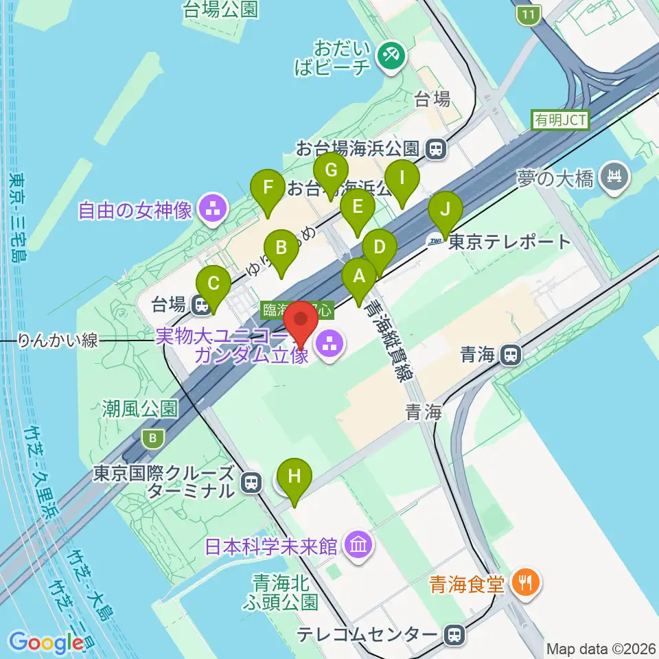 Zeppダイバーシティ東京 周辺のコンビニエンスストア一覧マップ