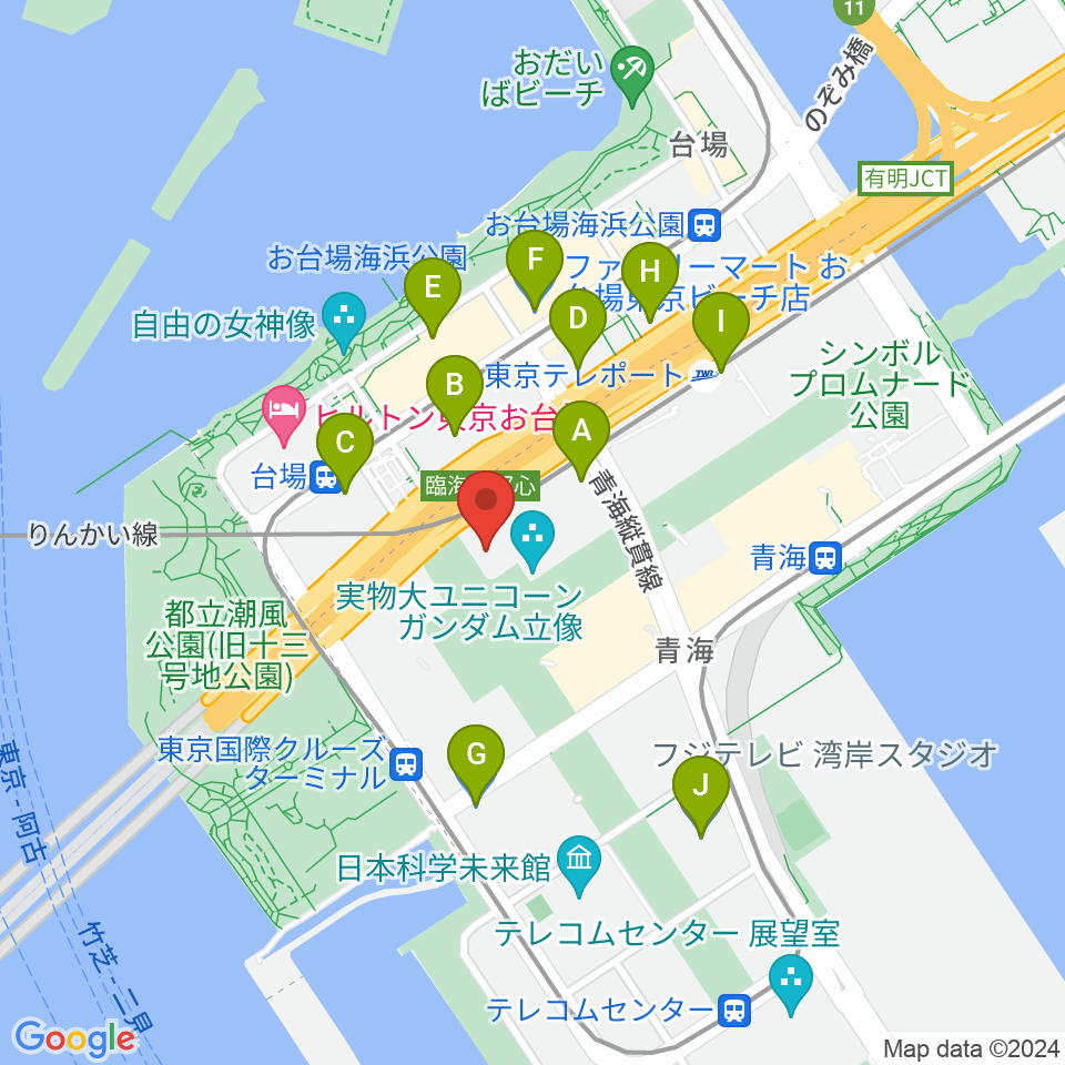 Zeppダイバーシティ東京周辺のコンビニエンスストア一覧地図
