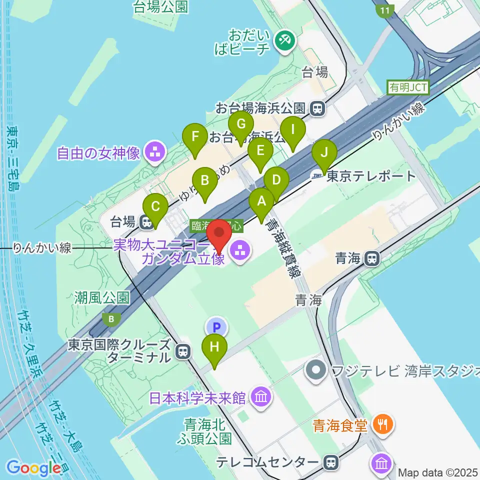 Zeppダイバーシティ東京周辺のコンビニエンスストア一覧地図