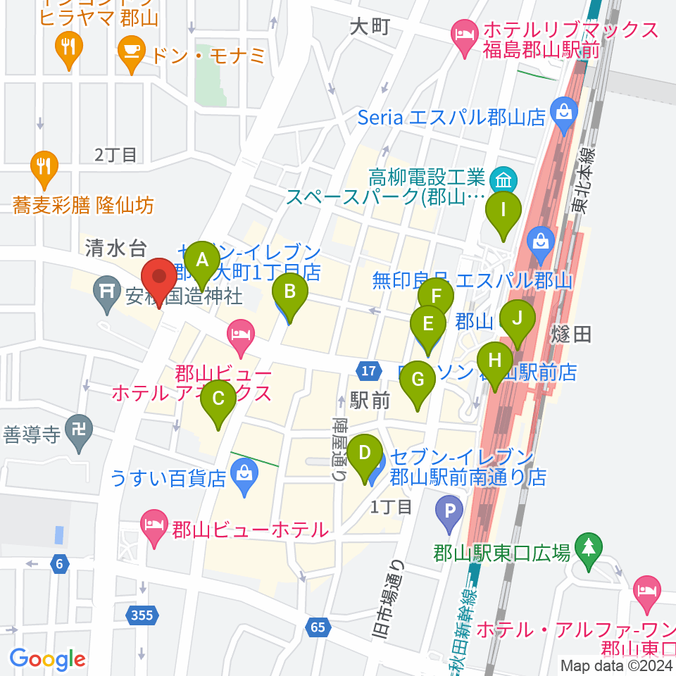 十字屋楽器周辺のコンビニエンスストア一覧地図