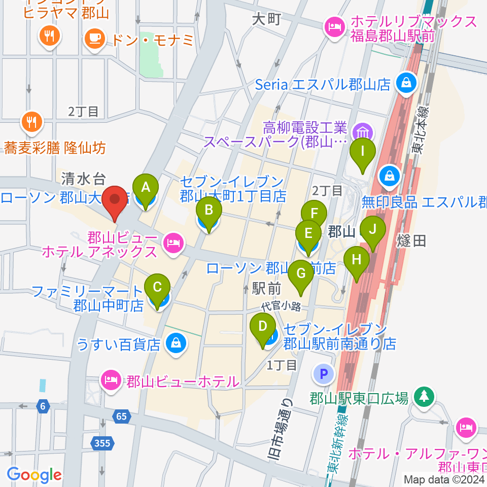 十字屋楽器周辺のコンビニエンスストア一覧地図