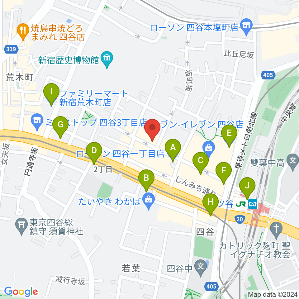 四ツ谷サウンドクリークドッポ周辺のコンビニエンスストア一覧地図