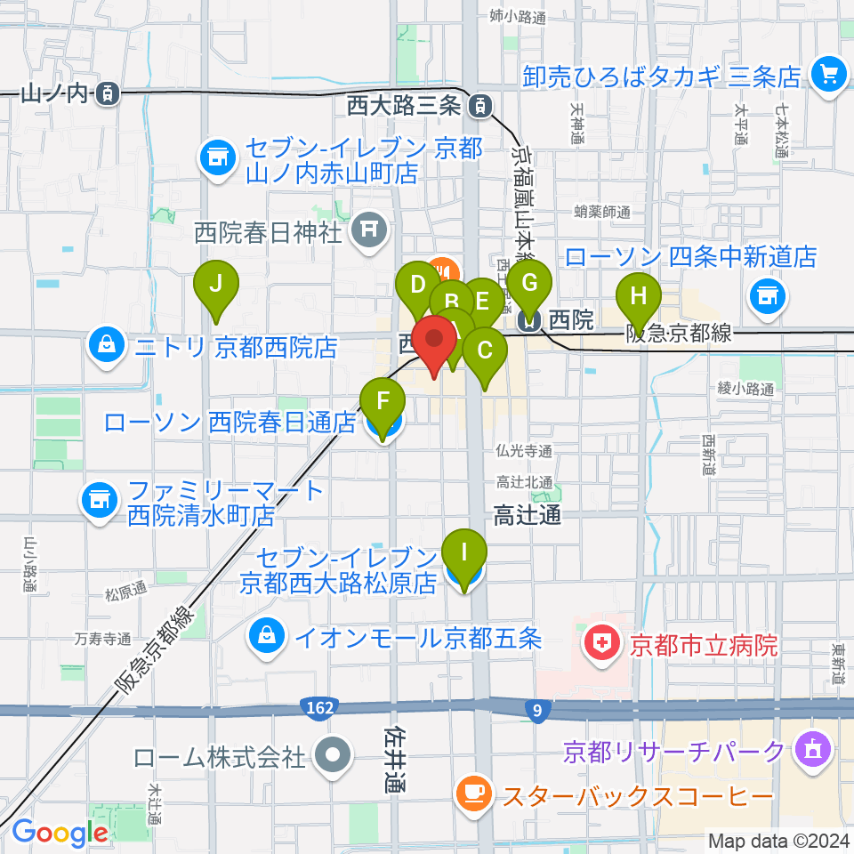 京都GATTACA周辺のコンビニエンスストア一覧地図