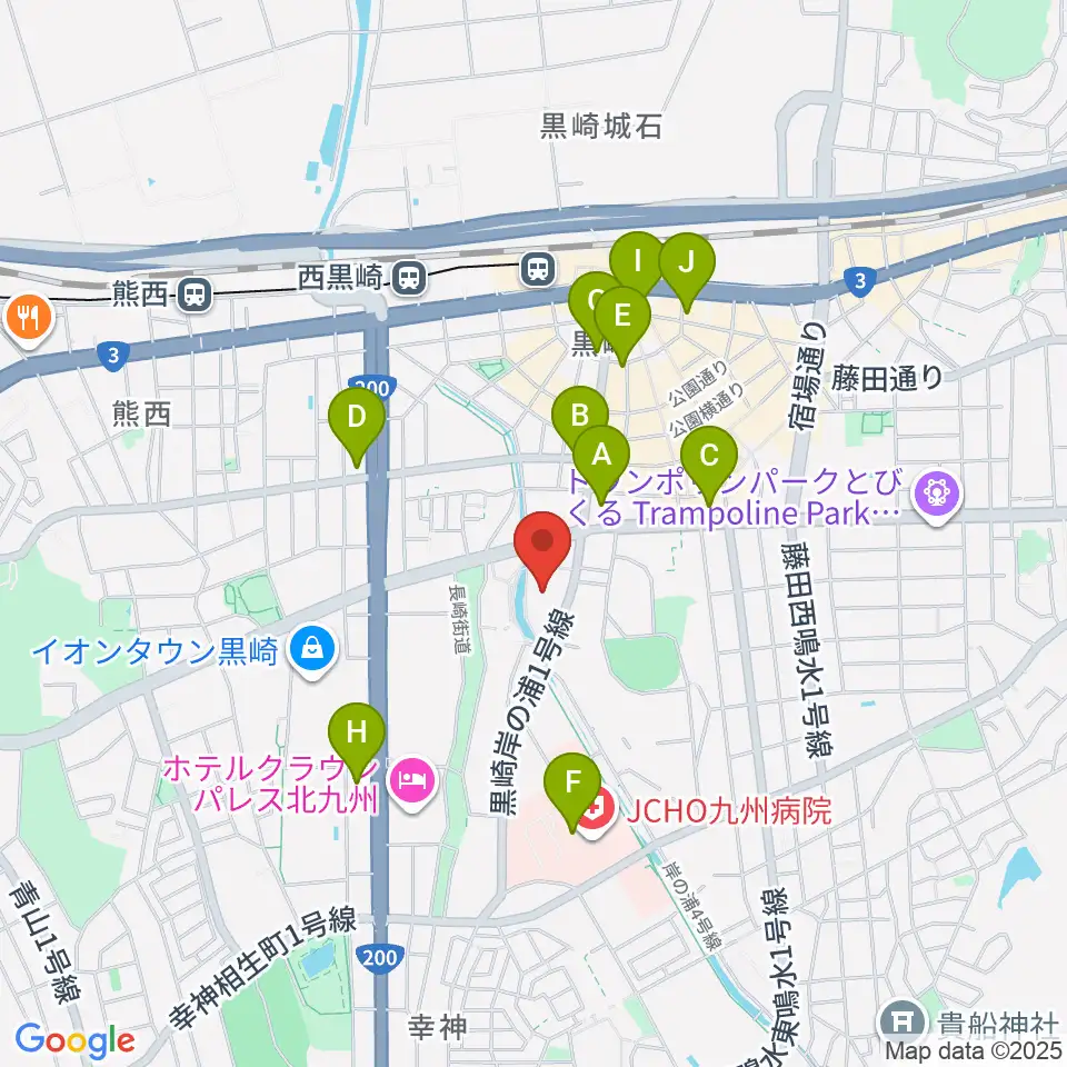 黒崎ひびしんホール周辺のコンビニエンスストア一覧地図