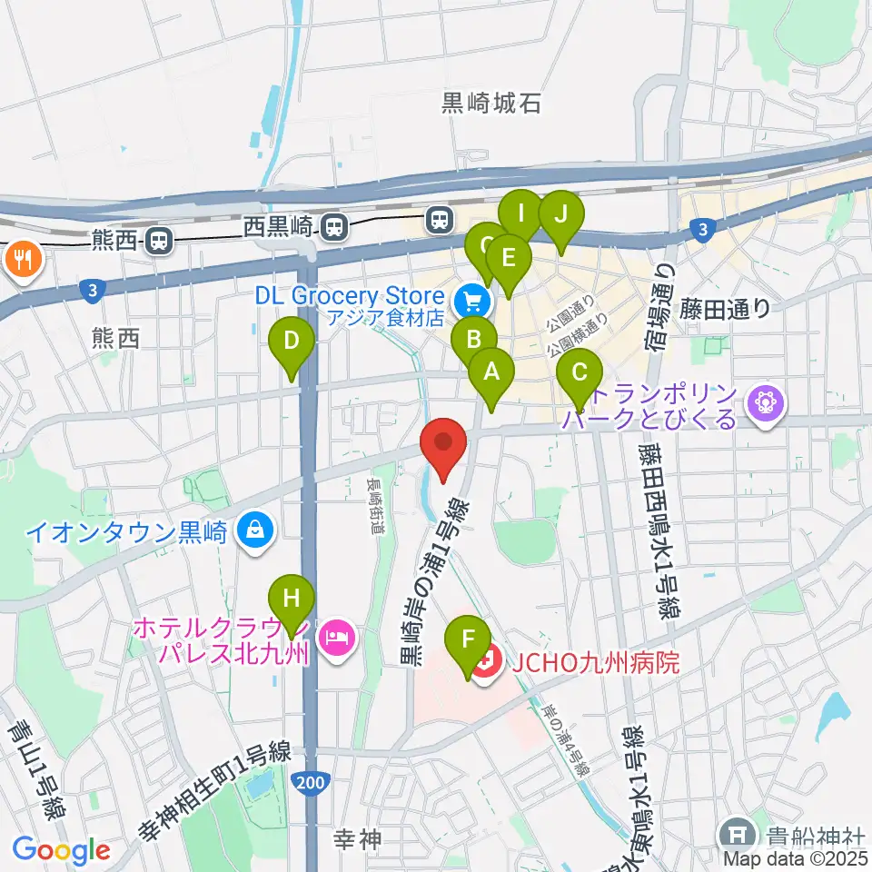 黒崎ひびしんホール周辺のコンビニエンスストア一覧地図