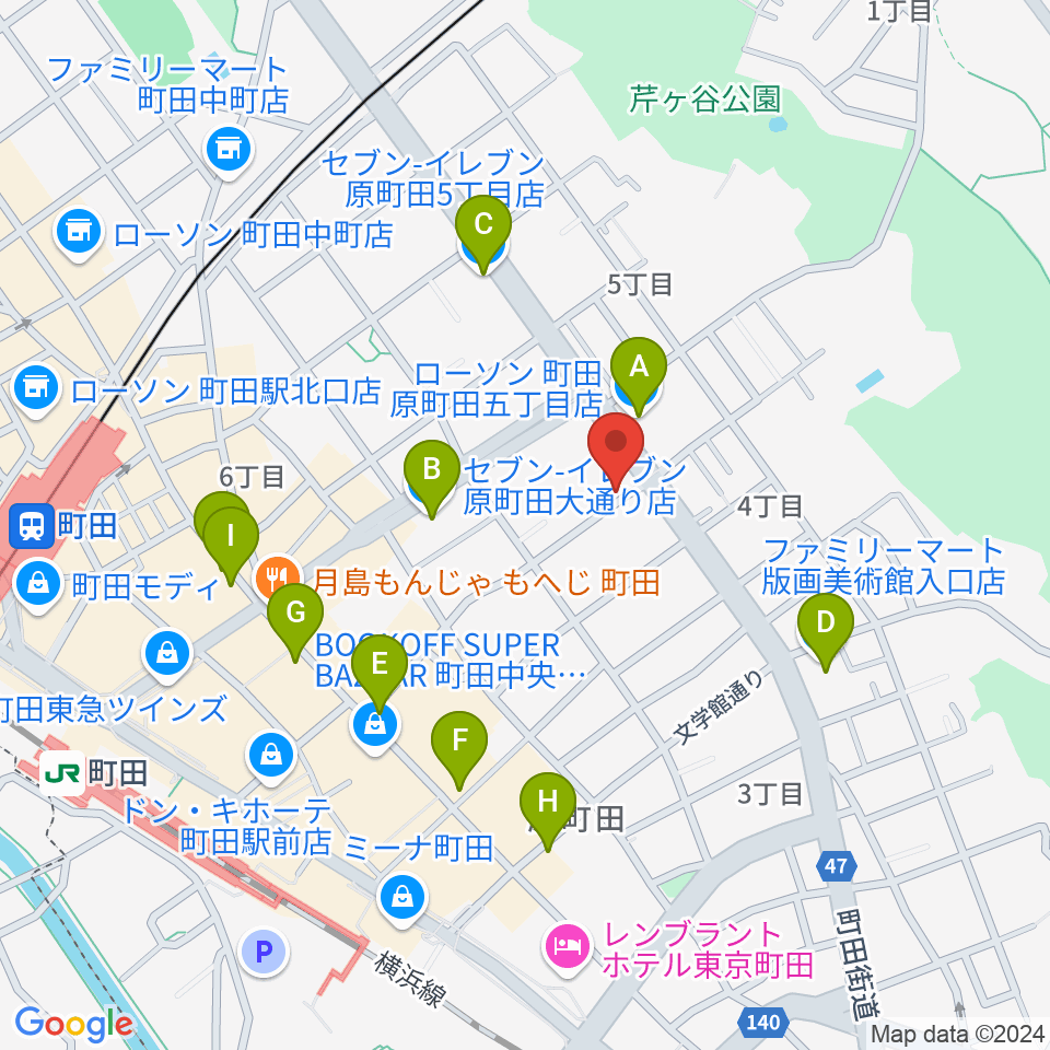 町田ナッティーズ周辺のコンビニエンスストア一覧地図