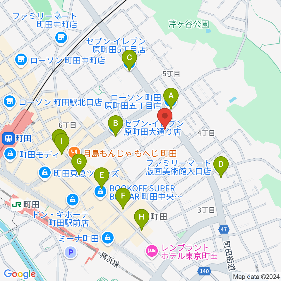 町田ナッティーズ周辺のコンビニエンスストア一覧地図