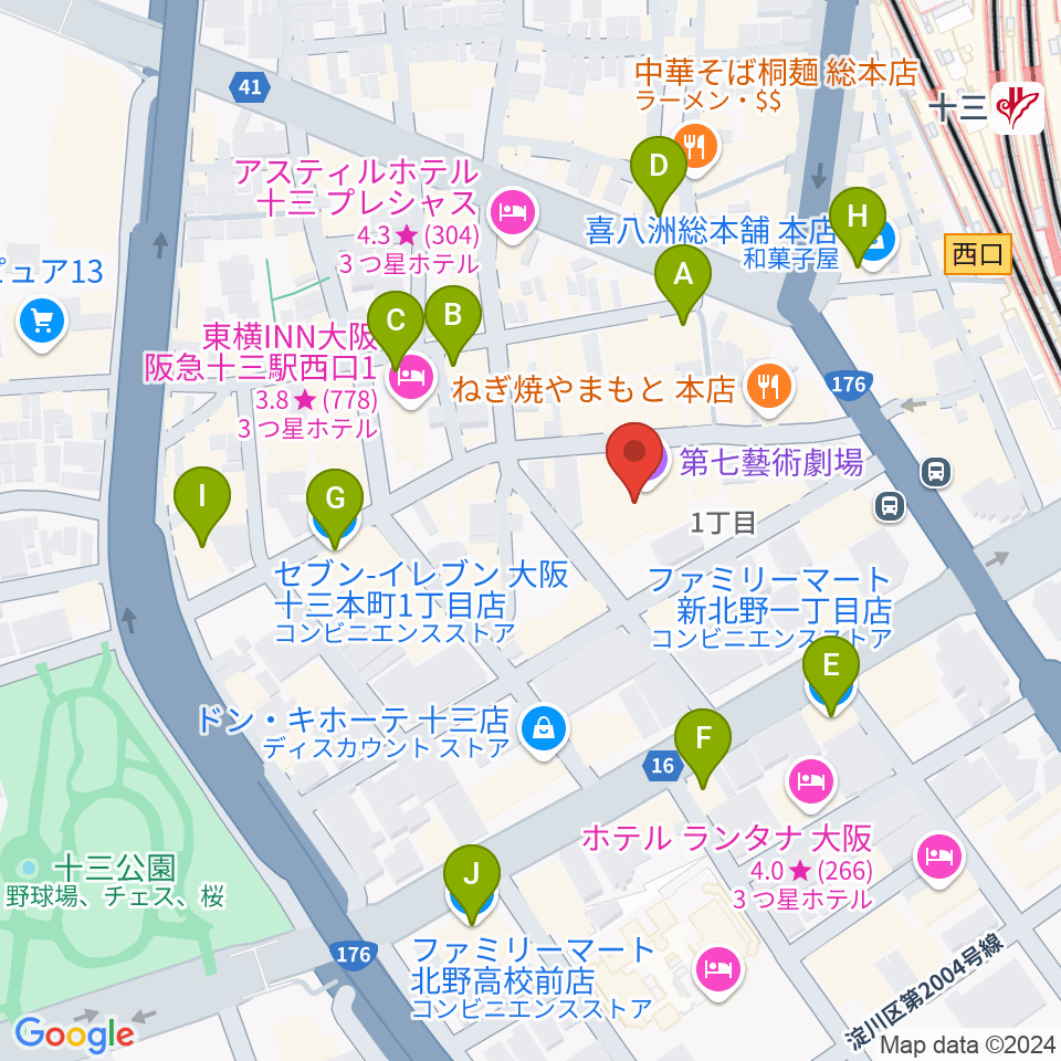 シアターセブン周辺のコンビニエンスストア一覧地図