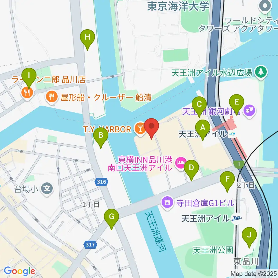 天王洲アイル KIWA周辺のコンビニエンスストア一覧地図
