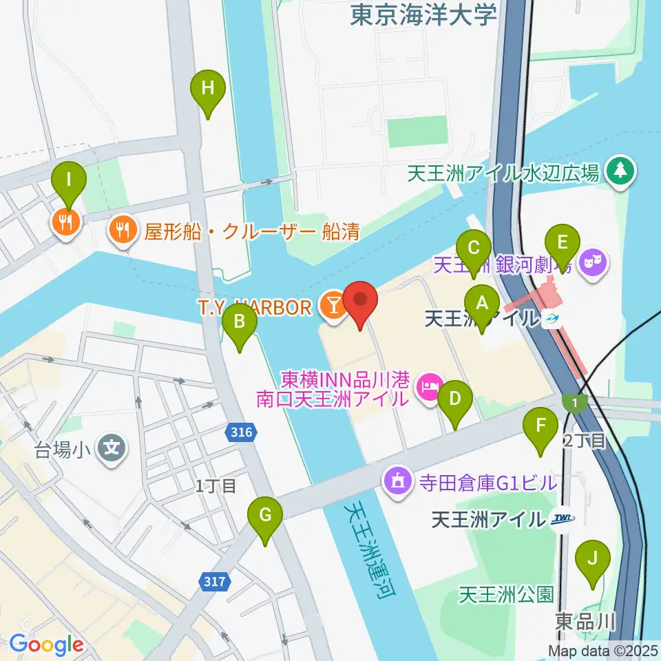 天王洲アイル KIWA周辺のコンビニエンスストア一覧地図