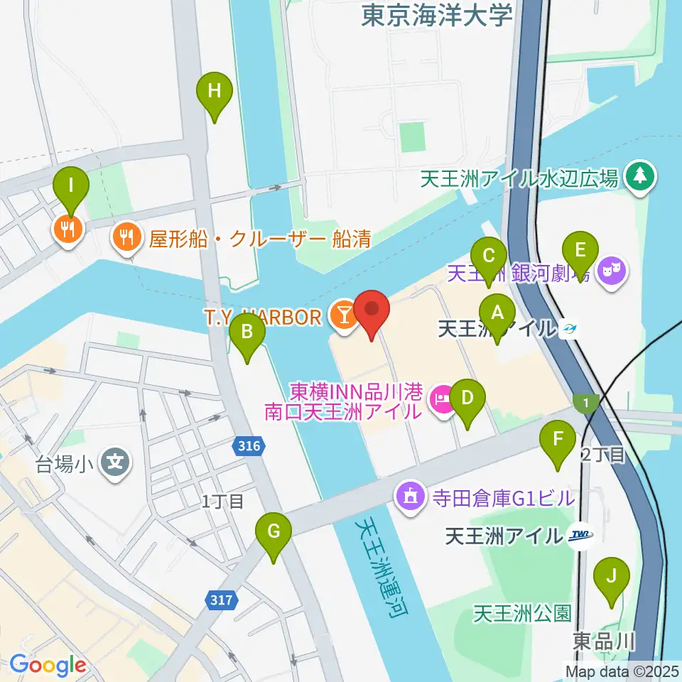 天王洲アイル KIWA周辺のコンビニエンスストア一覧地図