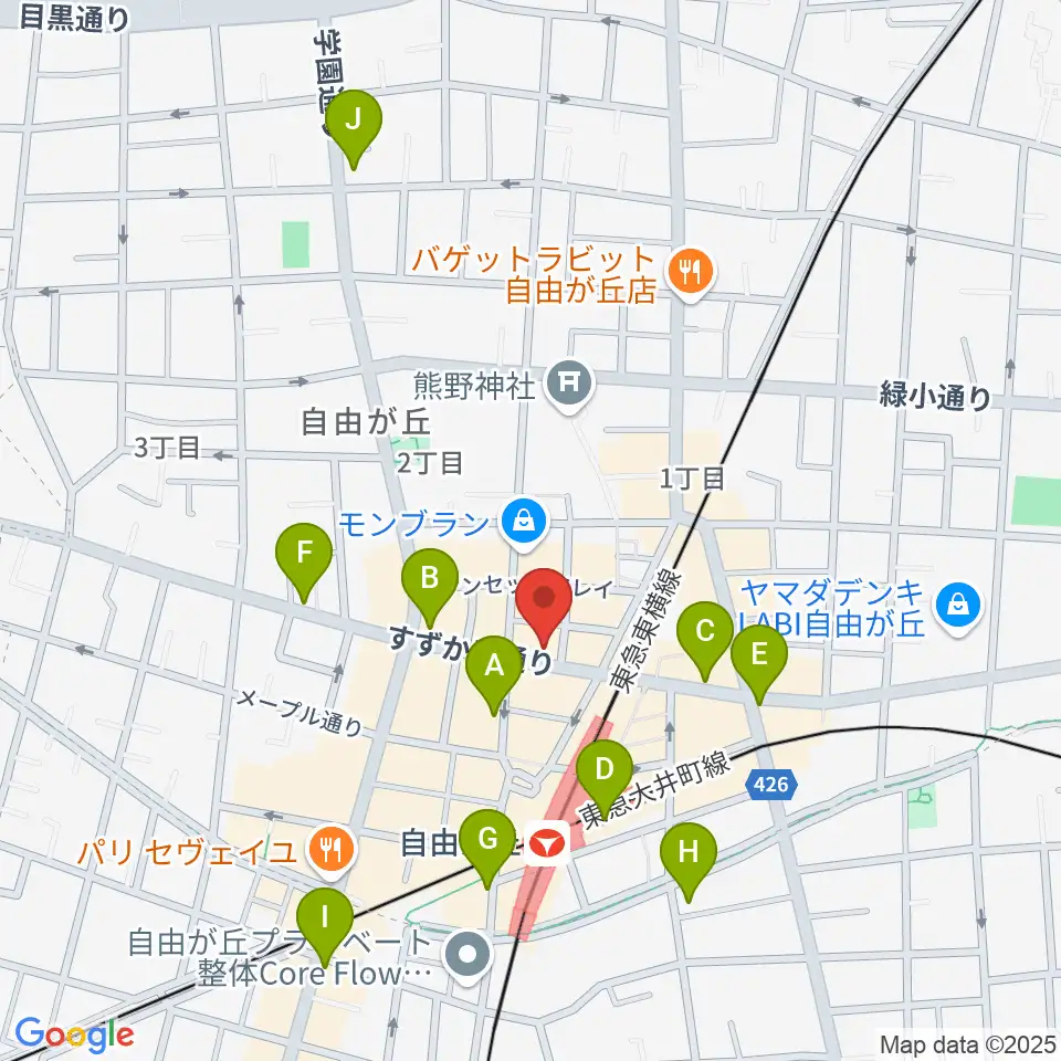 自由が丘hyphen周辺のコンビニエンスストア一覧地図