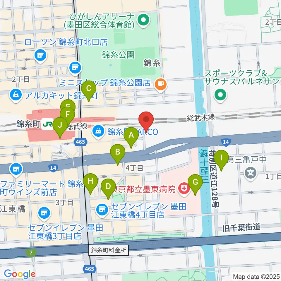 錦糸町rebirth周辺のコンビニエンスストア一覧地図