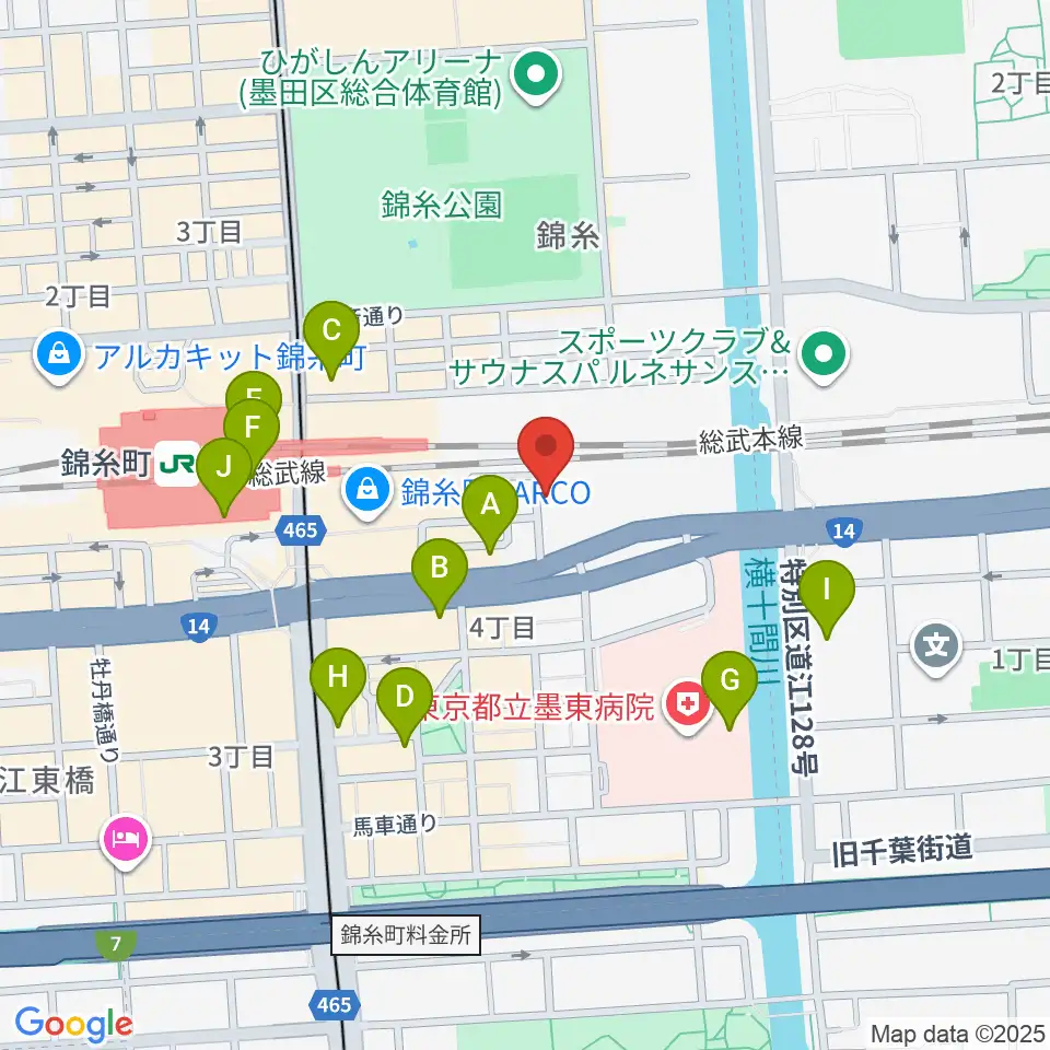 錦糸町rebirth周辺のコンビニエンスストア一覧地図