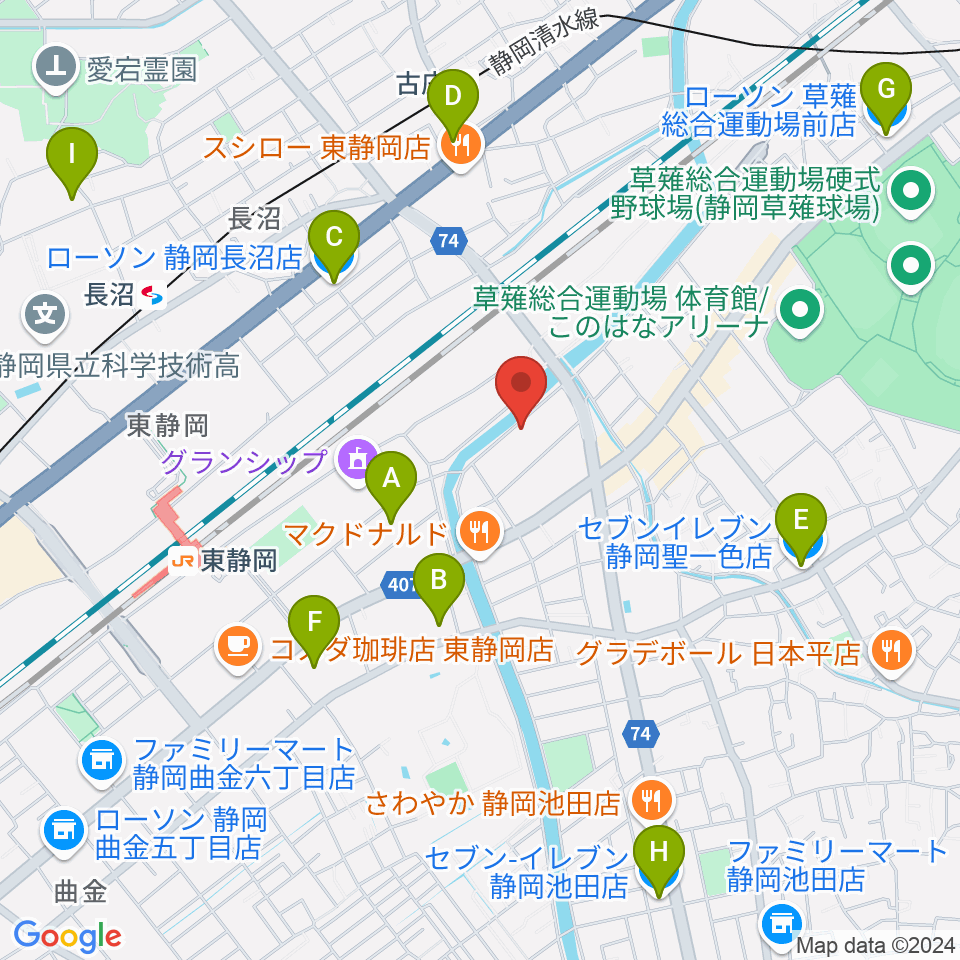 静岡UMBER周辺のコンビニエンスストア一覧地図