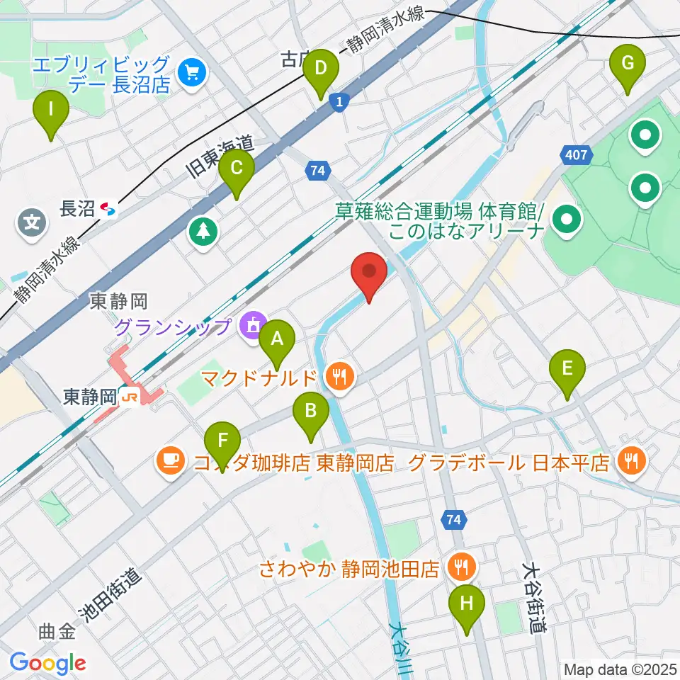 静岡UMBER周辺のコンビニエンスストア一覧地図
