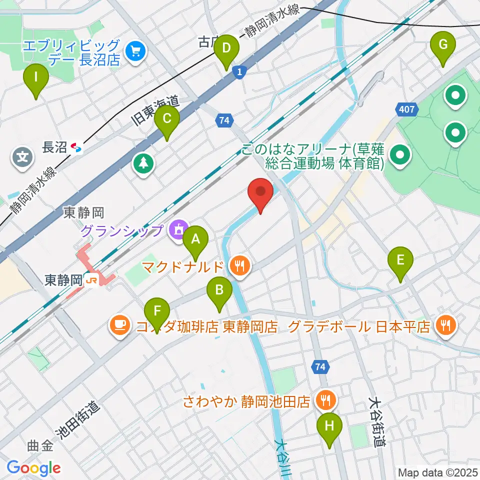 静岡UMBER周辺のコンビニエンスストア一覧地図