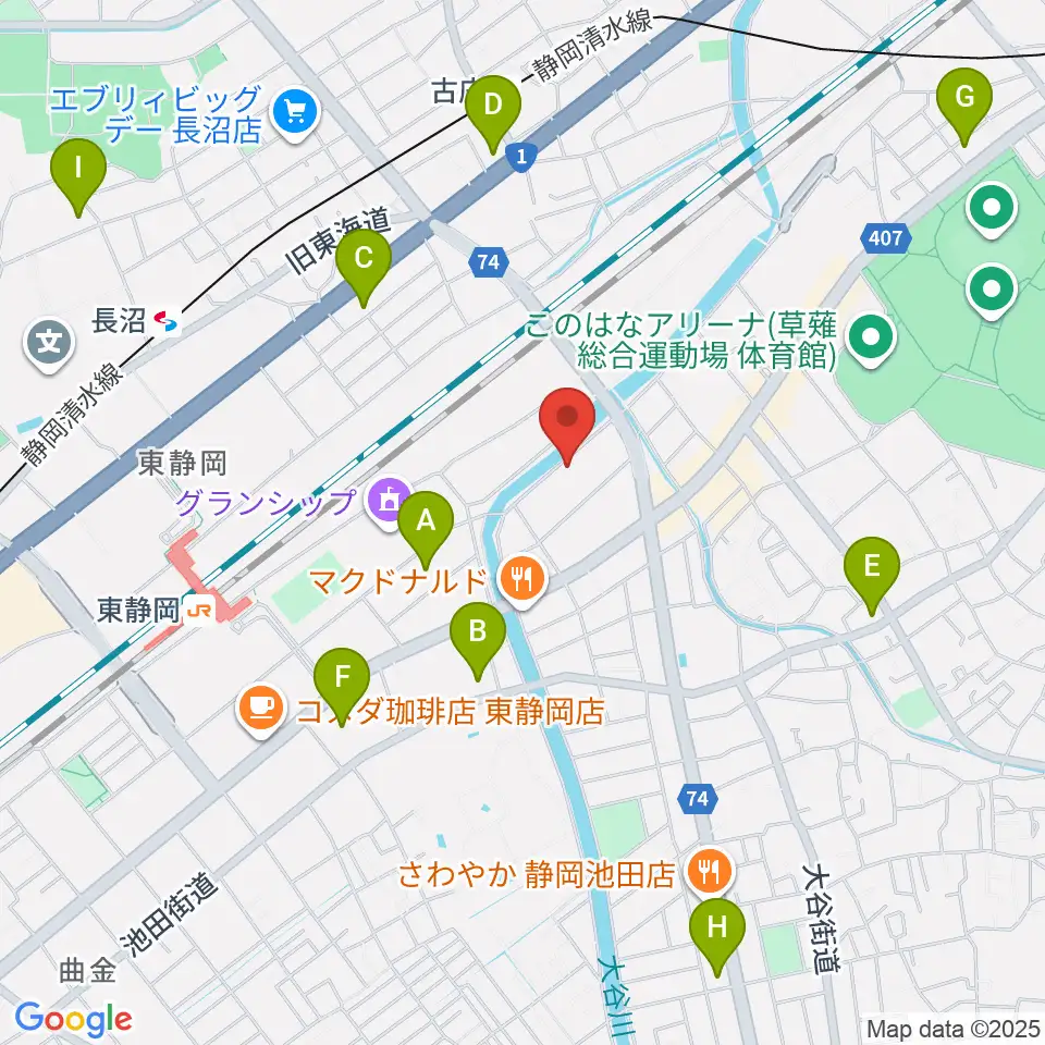 静岡UMBER周辺のコンビニエンスストア一覧地図
