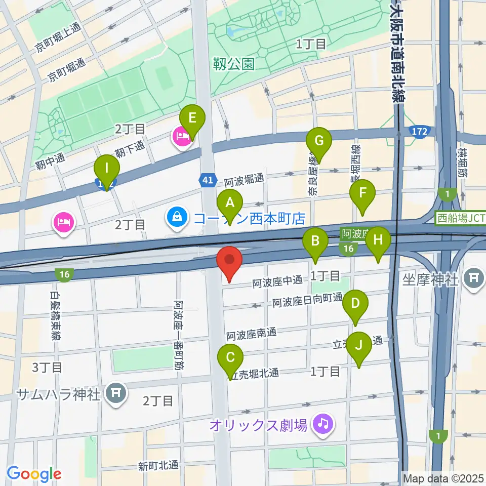 阿波座BIG JACK周辺のコンビニエンスストア一覧地図