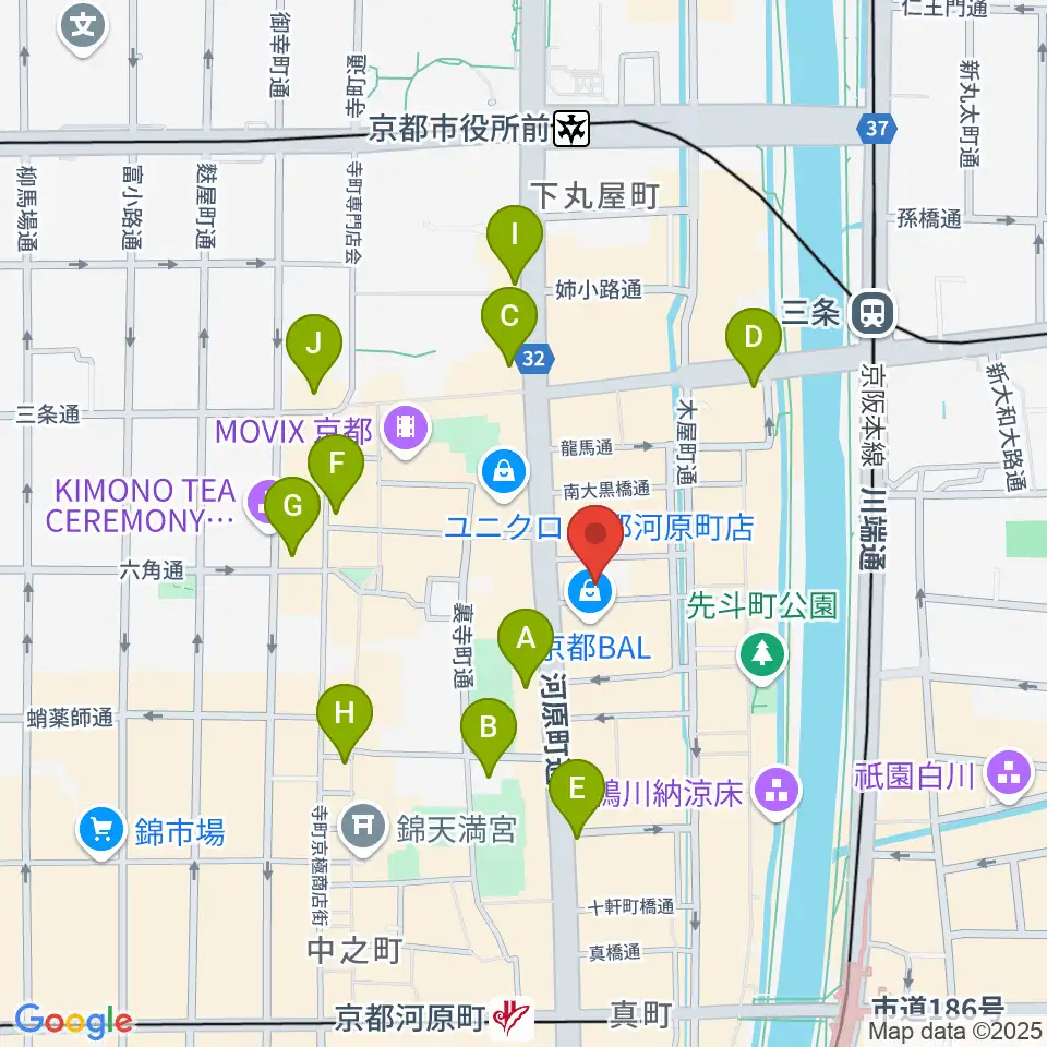 木屋町DEWEY周辺のコンビニエンスストア一覧地図