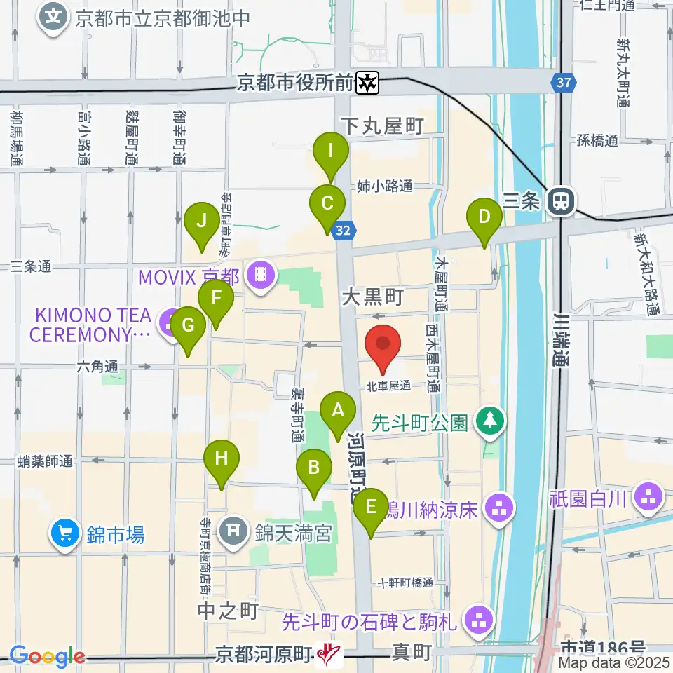 木屋町DEWEY周辺のコンビニエンスストア一覧地図