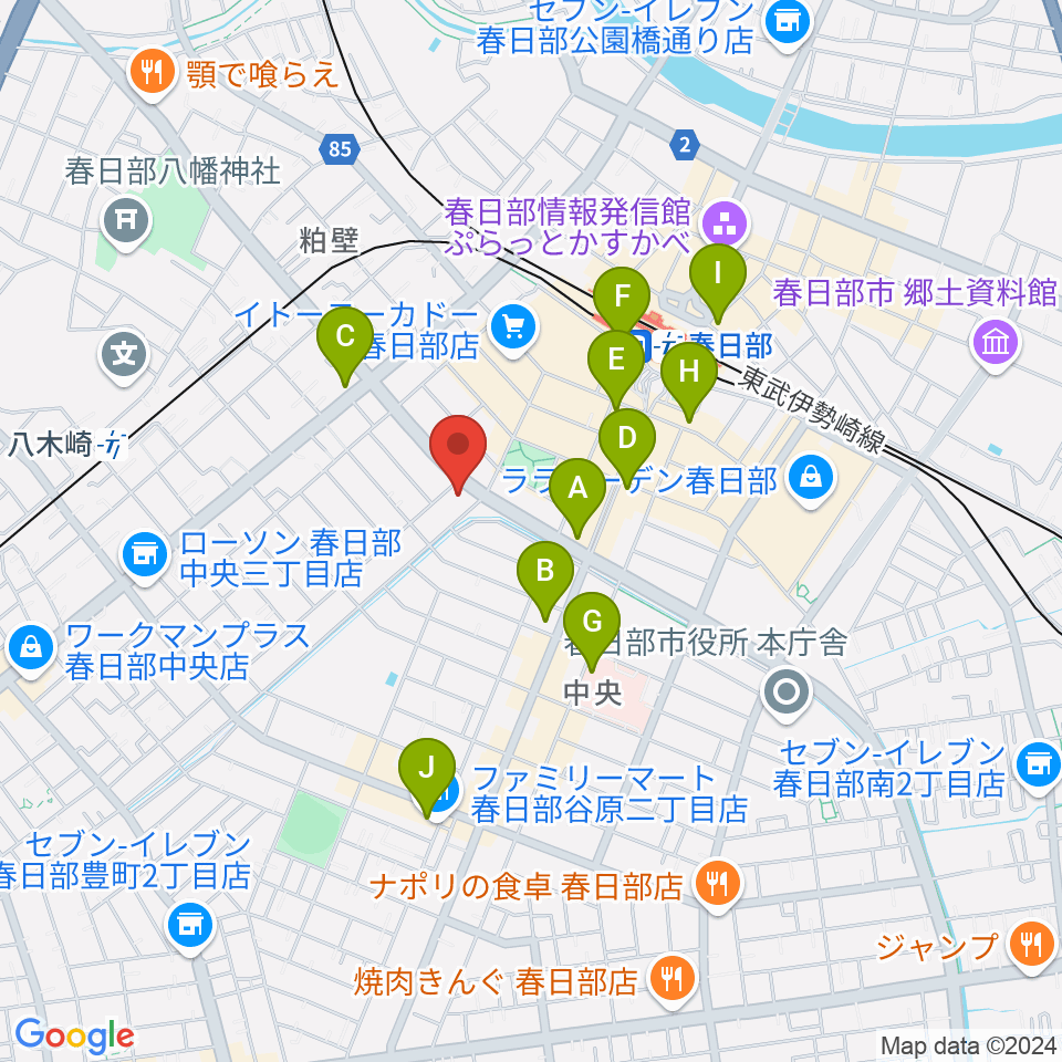 春日部エバーチャイルド周辺のコンビニエンスストア一覧地図