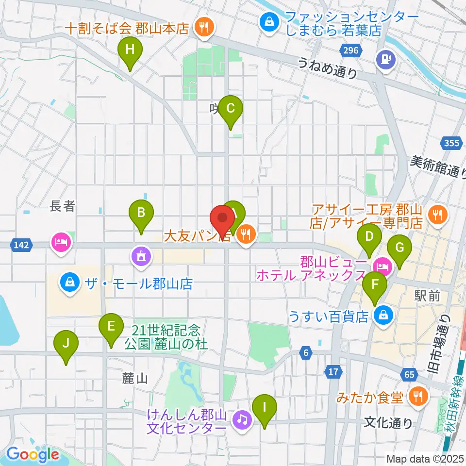 カワイ郡山ショップ周辺のコンビニエンスストア一覧地図