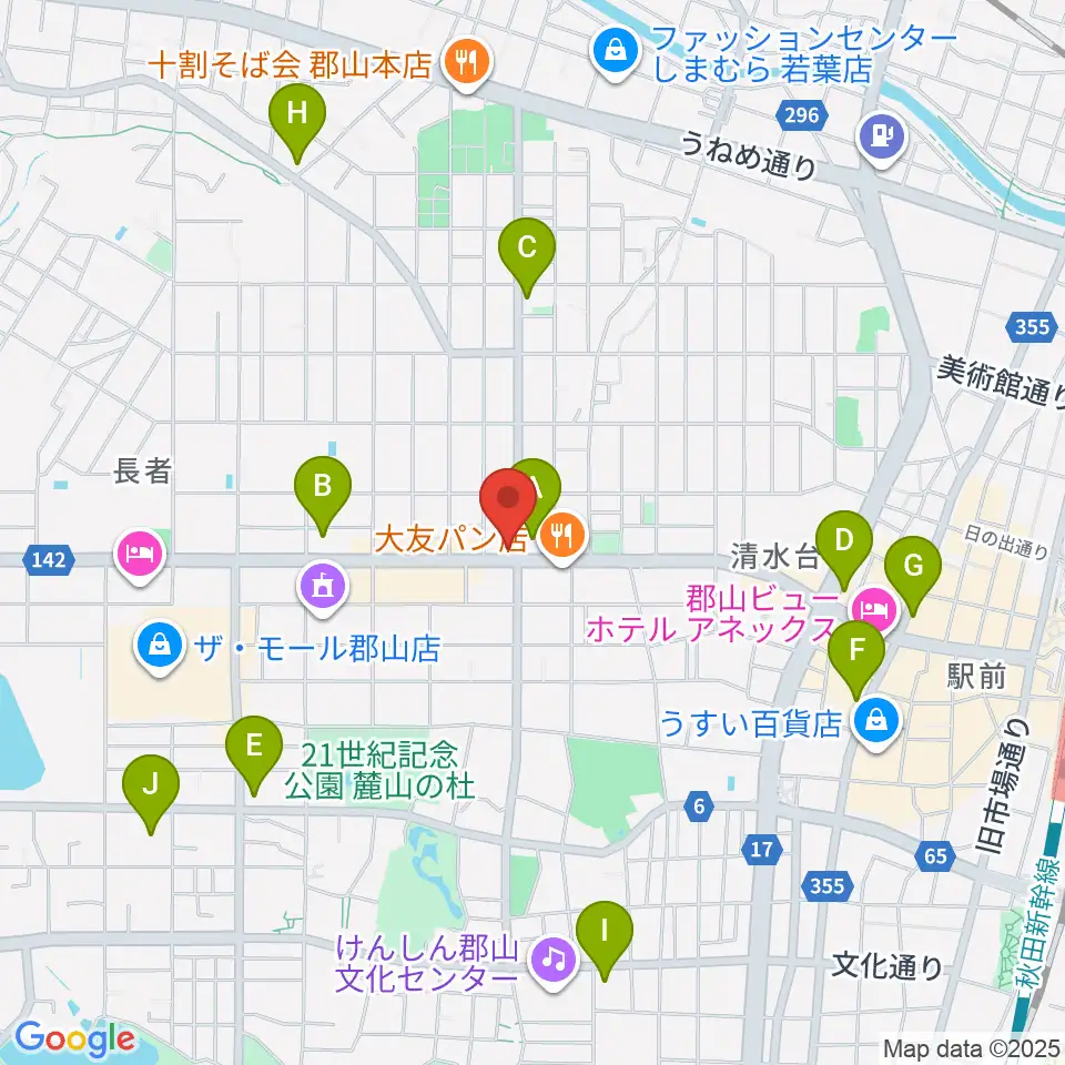 カワイ郡山ショップ周辺のコンビニエンスストア一覧地図
