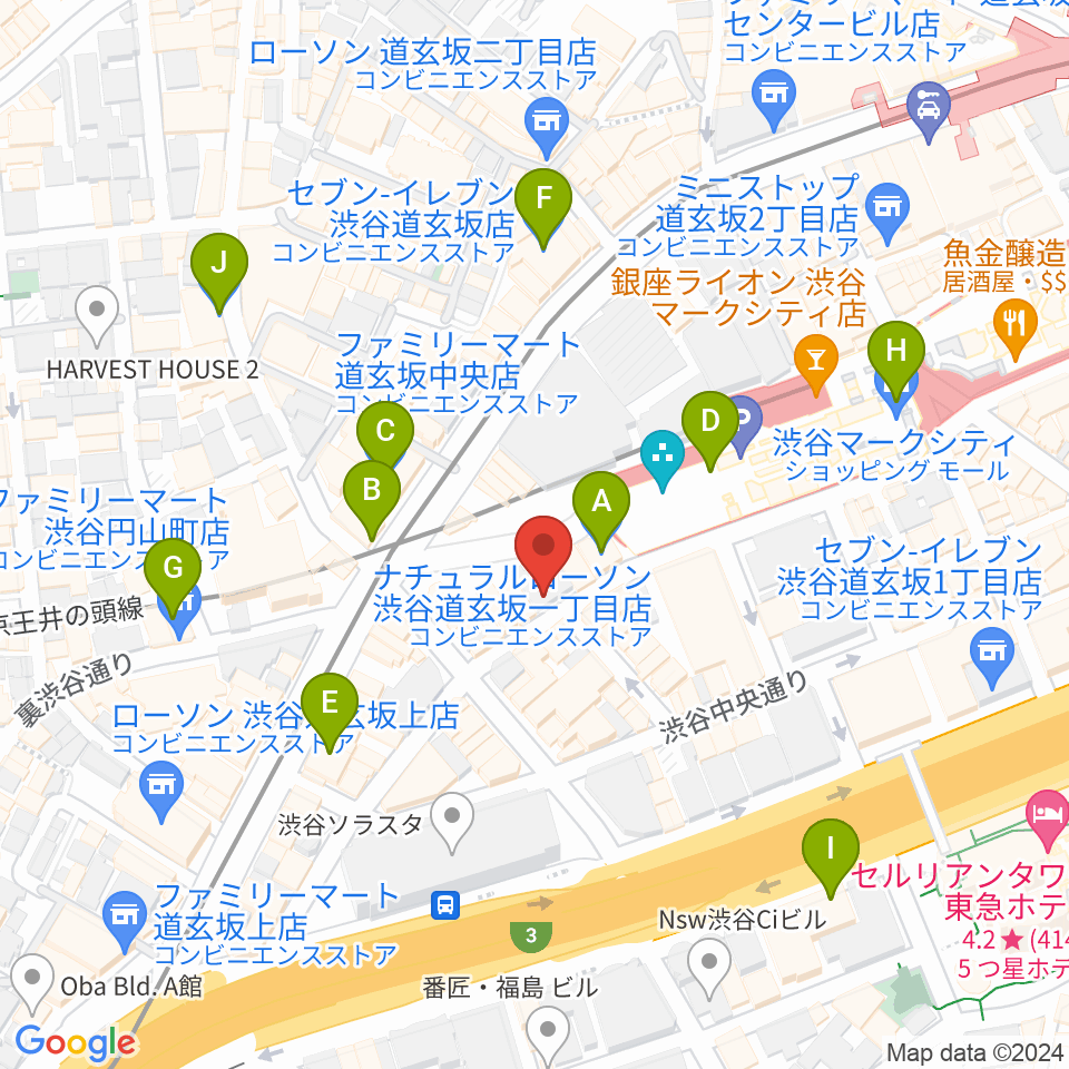 渋谷REX周辺のコンビニエンスストア一覧地図