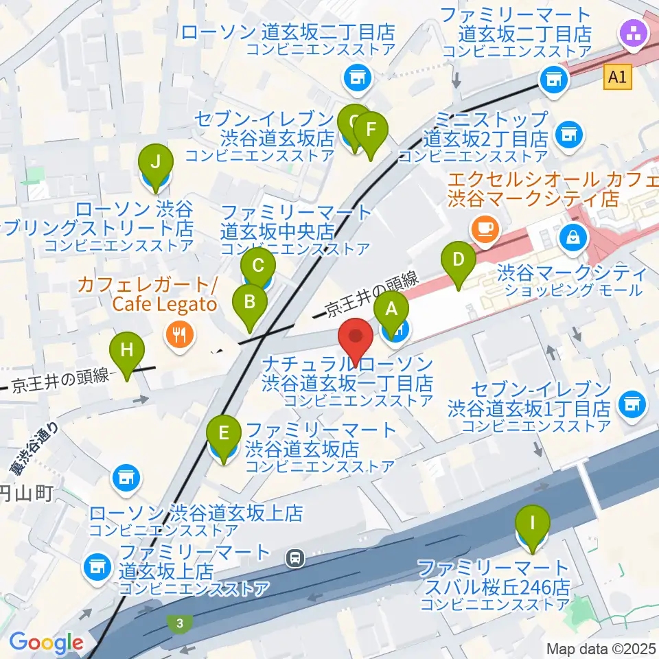 渋谷REX周辺のコンビニエンスストア一覧地図