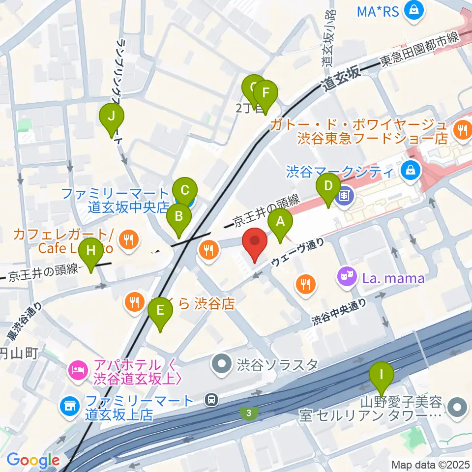 渋谷REX周辺のコンビニエンスストア一覧地図