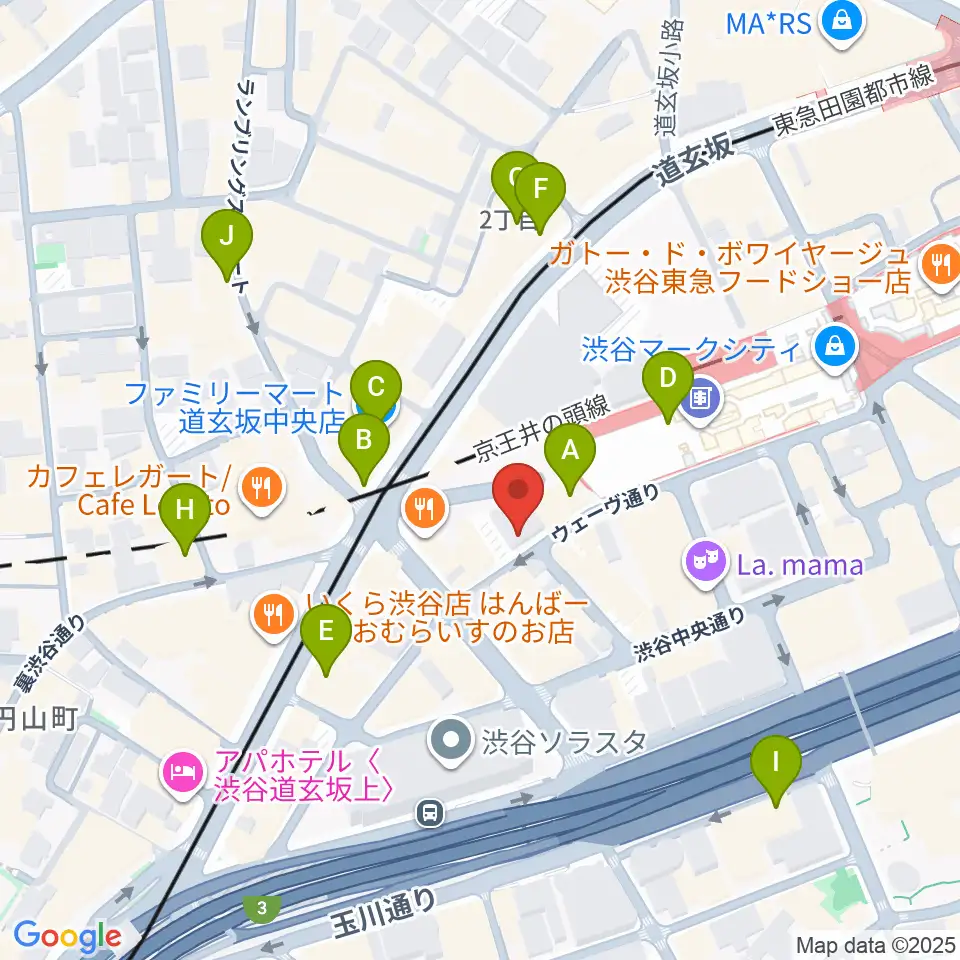 渋谷REX周辺のコンビニエンスストア一覧地図