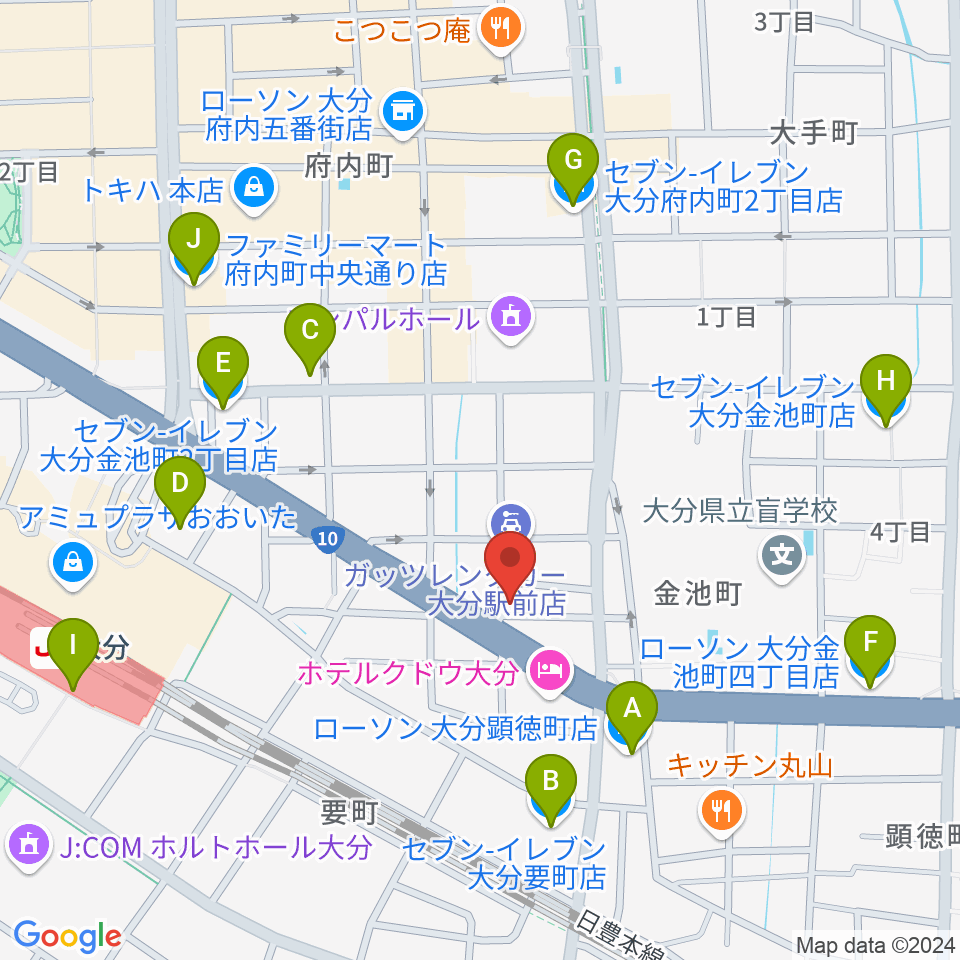 大分DRUM Be-0周辺のコンビニエンスストア一覧地図