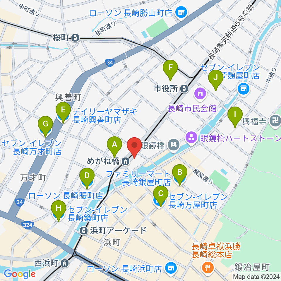 長崎DRUM Be-7周辺のコンビニエンスストア一覧地図