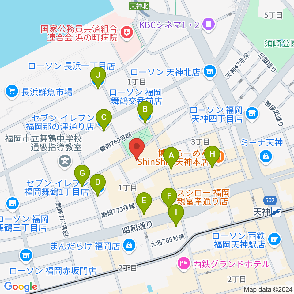 福岡DRUM LOGOS周辺のコンビニエンスストア一覧地図