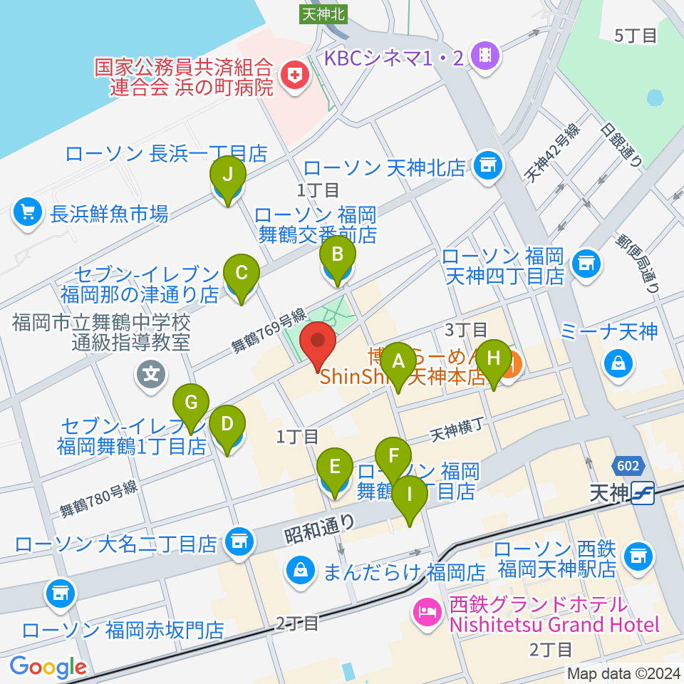 福岡DRUM LOGOS周辺のコンビニエンスストア一覧地図