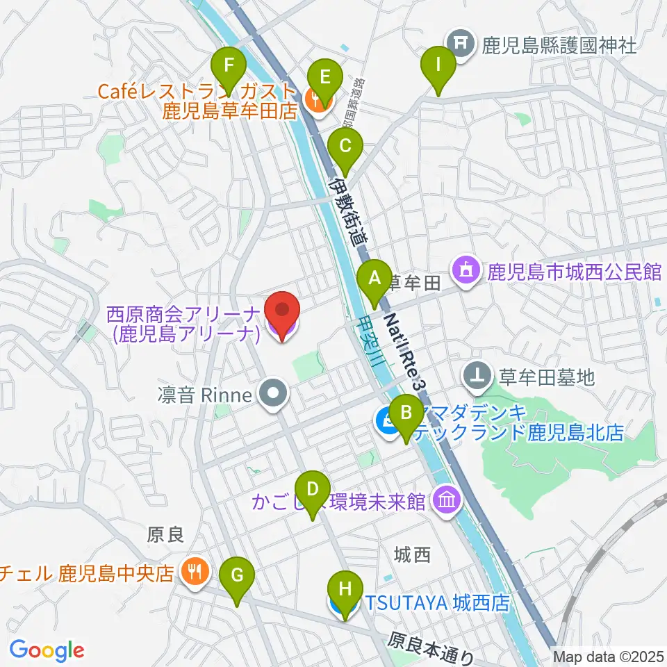西原商会アリーナ周辺のコンビニエンスストア一覧地図