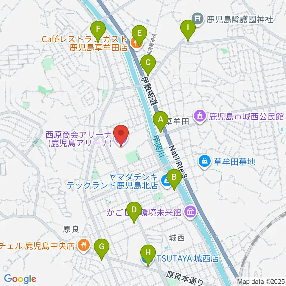 西原商会アリーナ周辺のコンビニエンスストア一覧地図