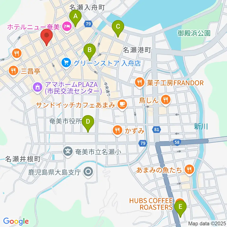 奄美ASIVI周辺のコンビニエンスストア一覧地図