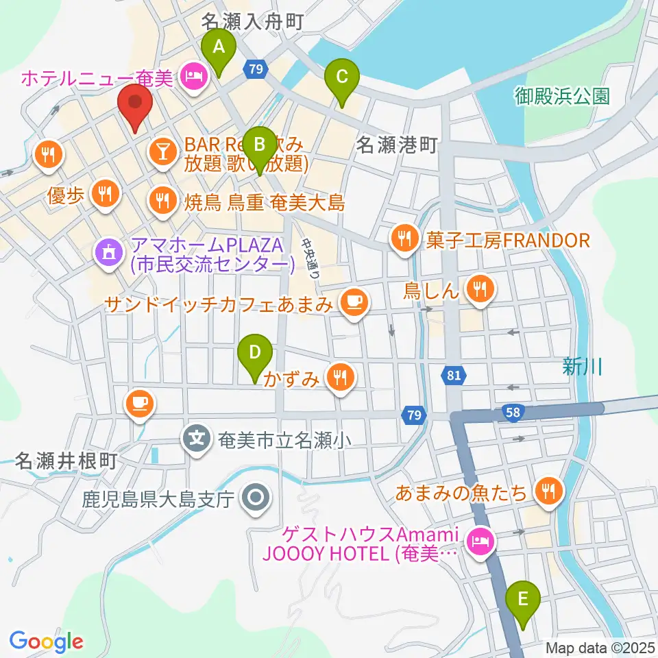 奄美ASIVI周辺のコンビニエンスストア一覧地図