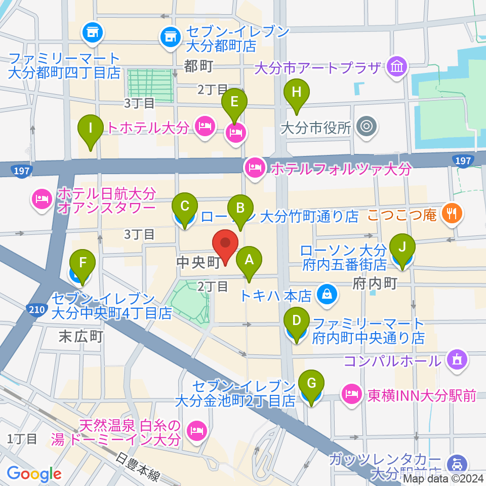 AT HALL周辺のコンビニエンスストア一覧地図